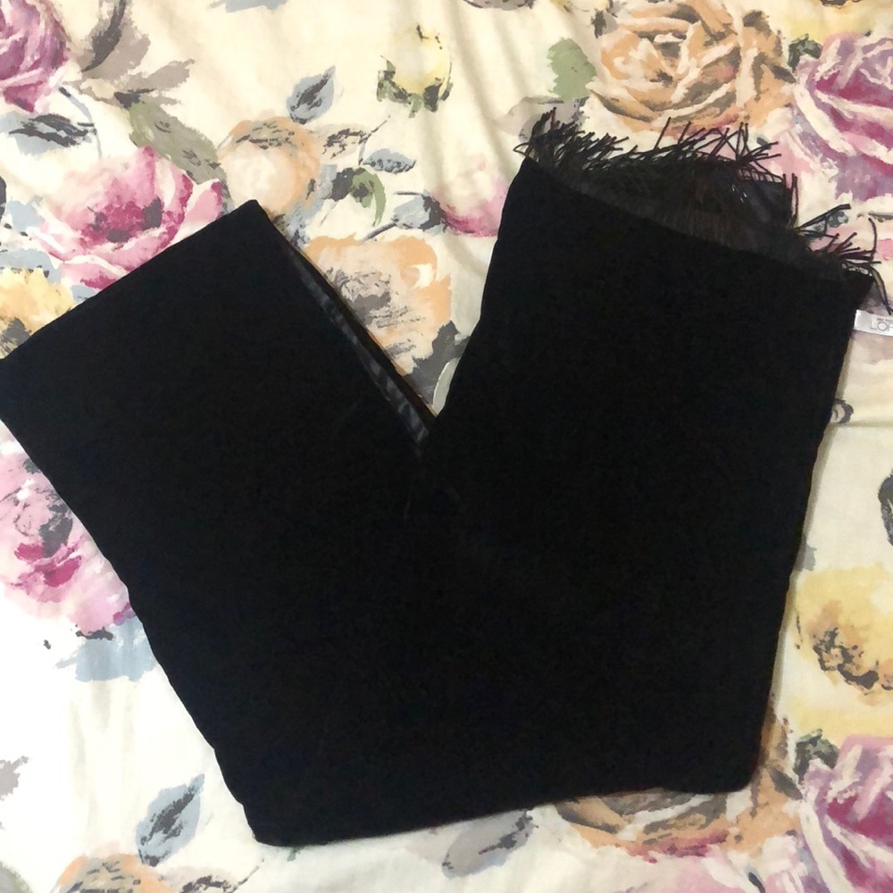LOFT Elegant Black Fringe Scarf